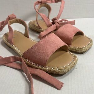 DSW Pink Espadrille Wrap Tie Sandals sz 8